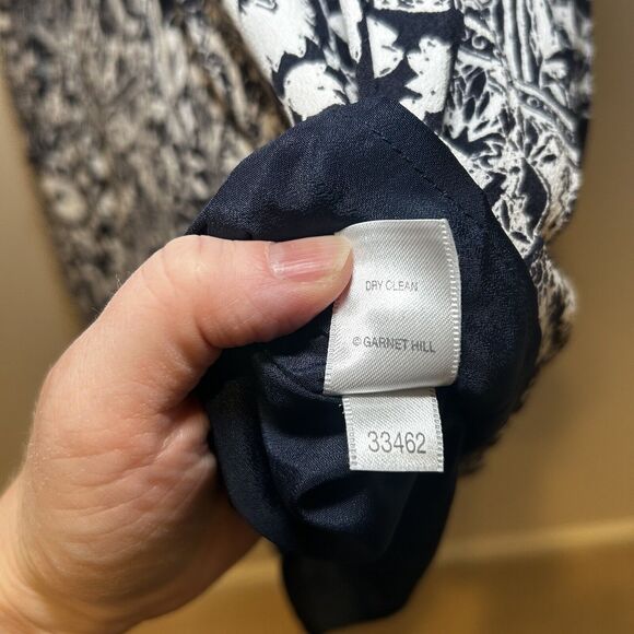 Garnet Hill Mini Dress 02 Tunic Blue White Floral Pockets Boho Hippie Cottage S - Picture 5 of 7